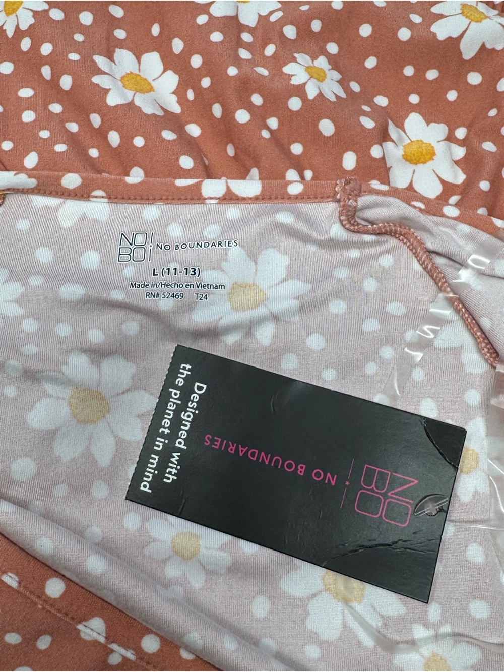 NWT No Boundaries Juniors Size L (11-13) Pink Coral Daisy Floral Stretch Dress - Picture 5 of 9